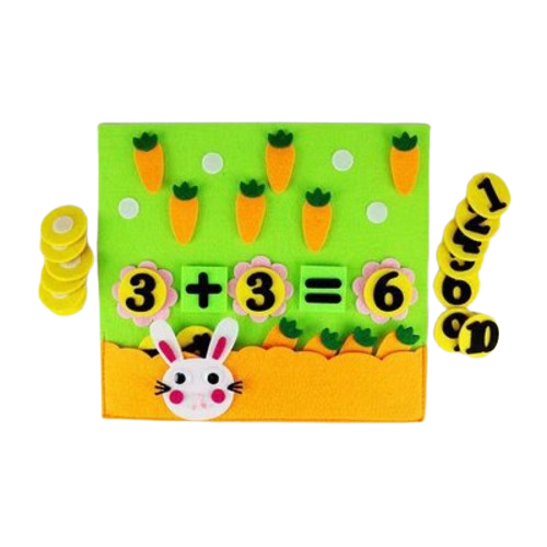Joc educativ montessori,  numere, prescolari fetru, Iepure, 26 x 24 cm, 3 ani+, Edujucarii [4]