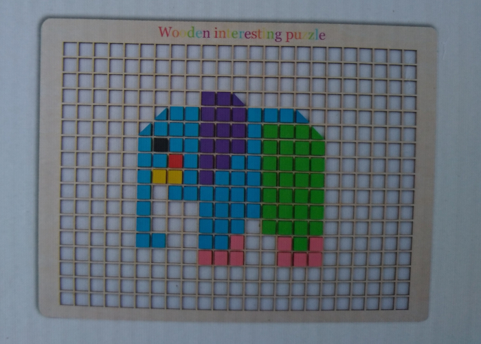 Joc educativ Mozaic pixel din lemn, Formarea imaginilor din pătrate colorate, 370 buc [9]