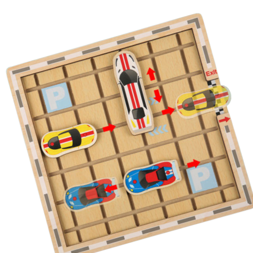 Joc educativ, Parcare Masini 3D, labirint in stil Montessori confectionat din lemn, Moving Game - Wooden Toy [4]