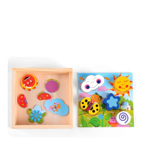 Joc educativ, Puzzle din lemn cu 18 piese inserabile, Graph Intelligence box, 3 ani+, Edujucarii [7]