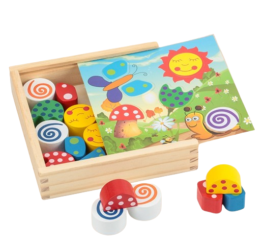 Joc educativ, Puzzle din lemn cu 18 piese inserabile, Graph Intelligence box, 3 ani+, Edujucarii [3]