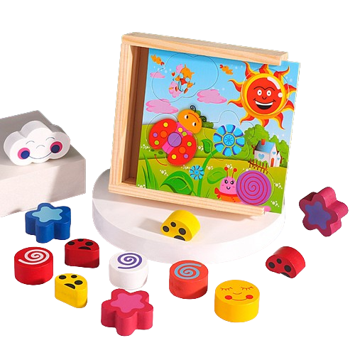 Joc educativ, Puzzle din lemn cu 18 piese inserabile, Graph Intelligence box, 3 ani+, Edujucarii [5]
