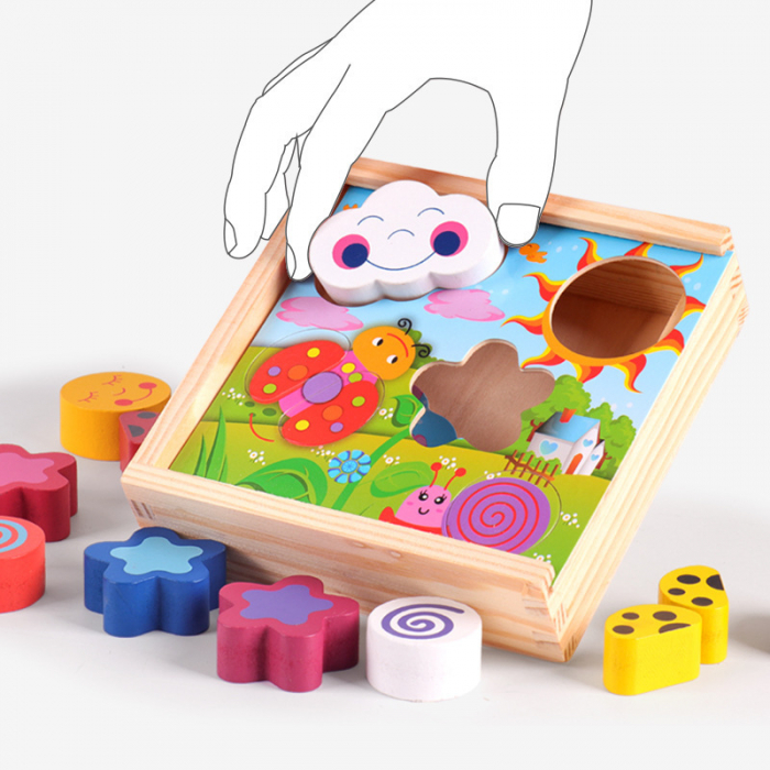 Joc educativ, Puzzle din lemn cu 18 piese inserabile, Graph Intelligence box, 3 ani+, Edujucarii [2]