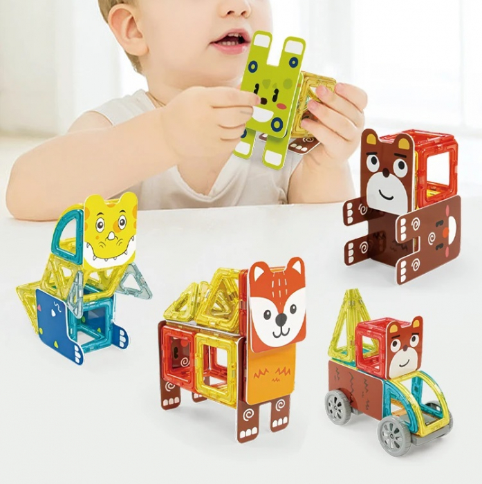 Joc Educativ si Creativ, Set magnetic de construit cu animalute, 98 Piese, 3 ani+ [3]