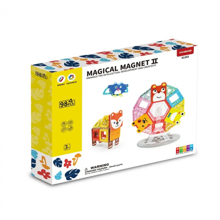Joc Educativ si Creativ, Set magnetic de construit cu animalute, 98 Piese, 3 ani+ [1]