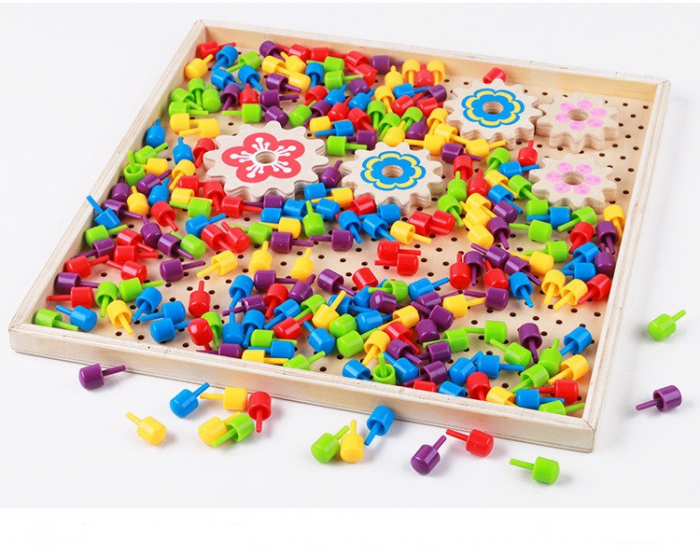 Joc Educativ si Distractiv din lemn, Mozaic Pixel cu Carticica modele, Multicolor, 257 piese, + 3 ani, Edujucarii [1]