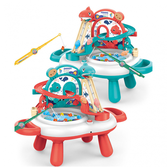 Joc interactiv de pescuit, muzical, 3 in 1 cu pista pentru pestisori, parc oceanic de pescuit si scara de alpinism pentru pestisori, 3 ani, turcoaz - EDUJUCARII [5]