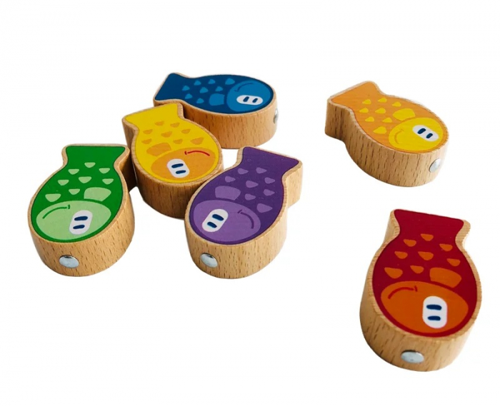 Joc interactiv din lemn, culege morcovi si pescuieste, Montessori, pentru motricitate fina si potrivirea formelor,  2 ani +, EduJucarii [4]