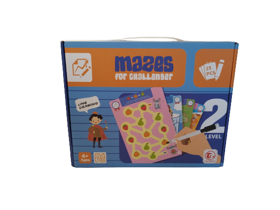 Joc Labirinturi cu 25 de Planse Reutilizabile, educative, Nivel 2, 4 ani+ [3]