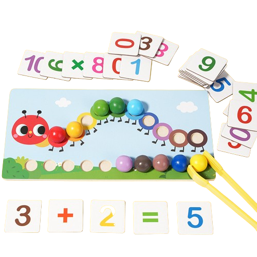 Joc Logaritmic  Omida de sortare, indemanare, asociere culori si operatii matematice, bile colorate din lemn, Joc tip Montessori, 3 ani+, EduJucarii [1]