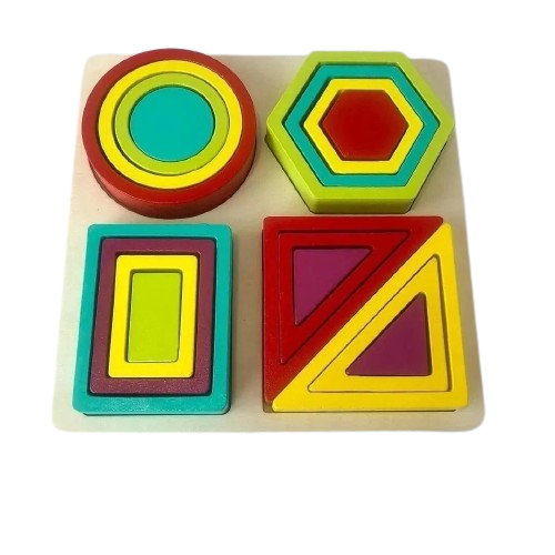 Joc logic de potrivire forme geometrice Shape and Ferrule, Montessori, lemn, 3 ani+, EduJucarii [4]
