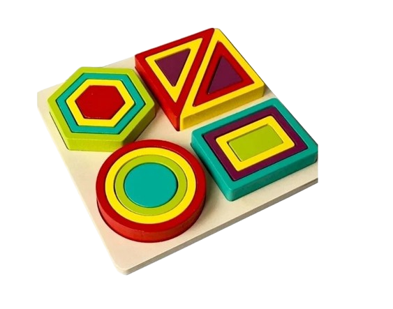 Joc logic de potrivire forme geometrice Shape and Ferrule, Montessori, lemn, 3 ani+, EduJucarii [7]
