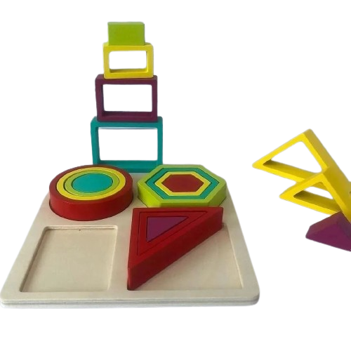 Joc logic de potrivire forme geometrice Shape and Ferrule, Montessori, lemn, 3 ani+, EduJucarii [6]