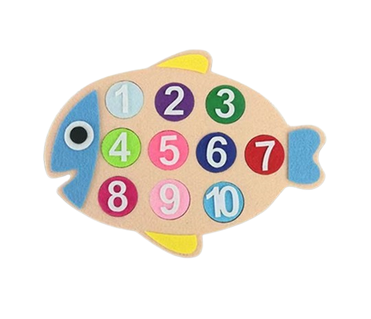 Joc educativ montessori,  numere, prescolari fetru, Peste, 25 x 18.5 cm, 3 ani+, Edujucarii [2]