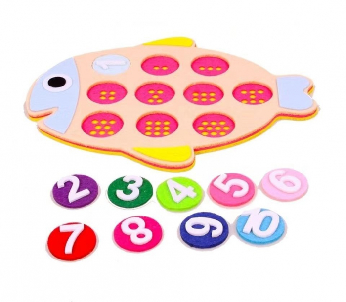 Joc educativ montessori,  numere, prescolari fetru, Peste, 25 x 18.5 cm, 3 ani+, Edujucarii [6]