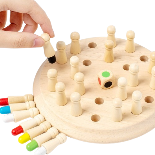 Joc memorie din lemn din lemn cu pioni colorati, Memory Chess, 3 ani+, EduJucarii [3]