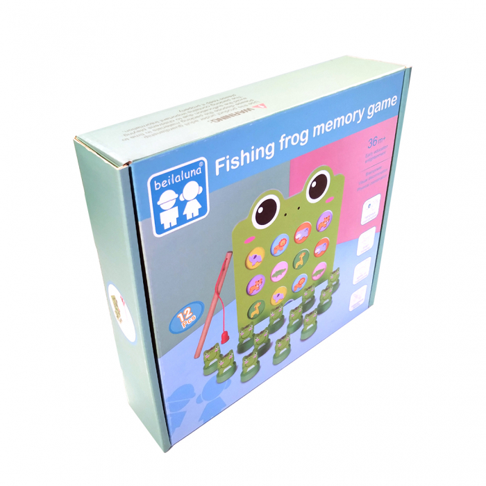 Joc montessori de memorie, inteligenta si pescuit, 12 Broscute magnetice, Fishing frog memory game [7]