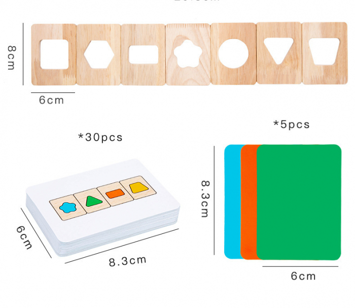 Joc Montessori de recunoastere,  asociere culori si forme geometrice, Piosso Balena, lemn, 18 luni +, Edujucarii [5]