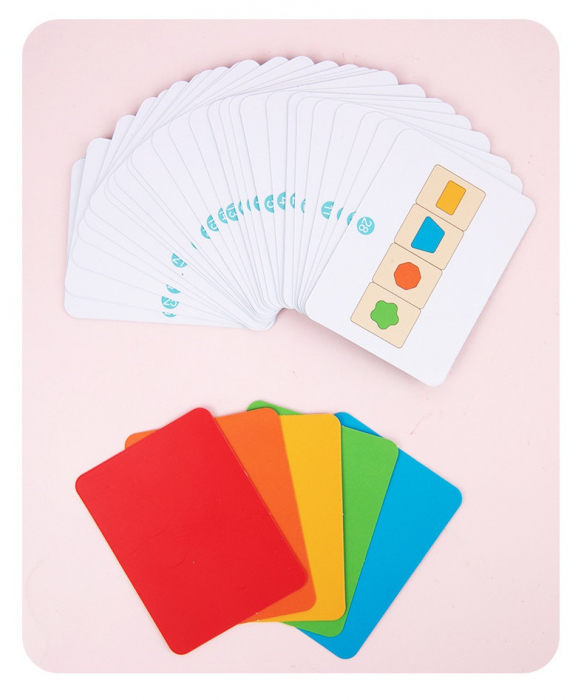Joc Montessori de recunoastere,  asociere culori si forme geometrice, Piosso Balena, lemn, 18 luni +, Edujucarii [13]