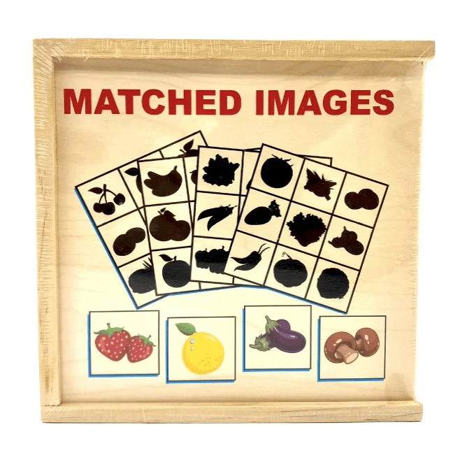 Joc educativ de asociere si memorie, Montessori,  Jocul Umbrelor cu fructe si legume, 36 piese, lemn, Matching game,  3 ani+, EduJucarii [2]