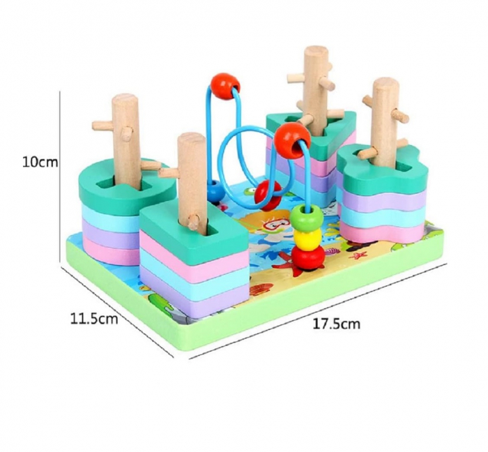 Joc multifunctional 2 in 1 de motricitate si sortator de forme geometrice, Montessori 2 in 1, 3 ani+, Edujucarii [3]