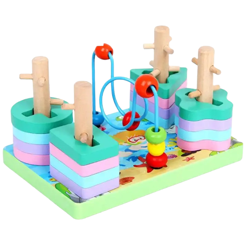 Joc multifunctional 2 in 1 de motricitate si sortator de forme geometrice, Montessori 2 in 1, 3 ani+, Edujucarii [1]