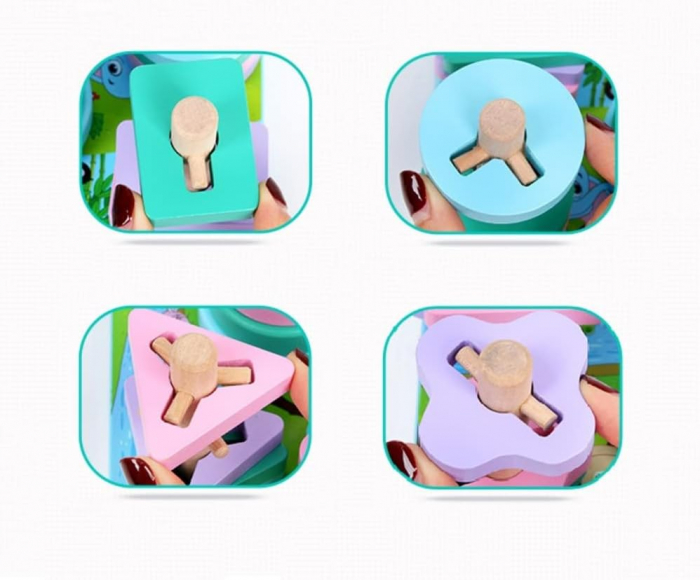 Joc multifunctional 2 in 1 de motricitate si sortator de forme geometrice, Montessori 2 in 1, 3 ani+, Edujucarii [4]
