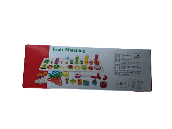 Joc multifunctional tip Montessori din lemn logaritmic cu cerculete multicolore pt cantitate, numere, semne matematice, fructe si cutit de feliat, Fruit Matching, 78 piese [4]