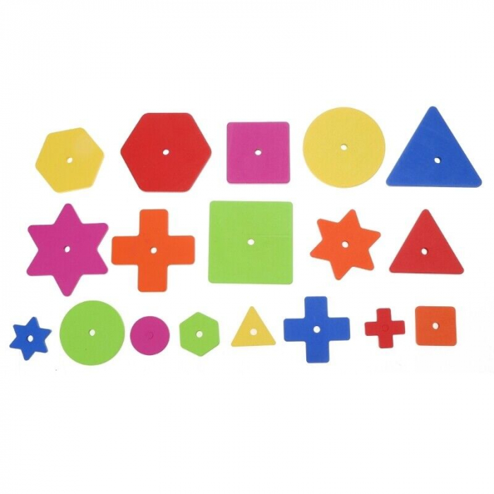 Joc pentru stimularea inteligentei, 3 coloane forme geometrice, Montessori, lemn, 3 ani+ [2]