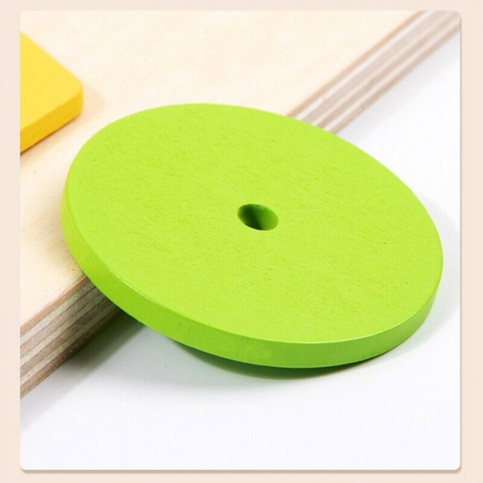 Joc pentru stimularea inteligentei, 3 coloane forme geometrice, Montessori, lemn, 3 ani+ [7]