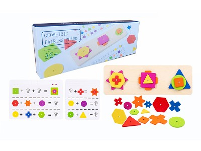 Joc pentru stimularea inteligentei, 3 coloane forme geometrice, Montessori, lemn, 3 ani+ [3]