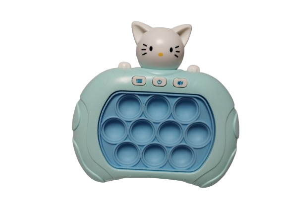 Joc Pop It electronic, interactiv, consola pentru copii si adulti, Antistres, Sunete si Lumini, Portabil, 4 Moduri, Multiplayer, Memorie, Score Mode, Squeeze Poppet, Antistres, pisicuta alb [1]