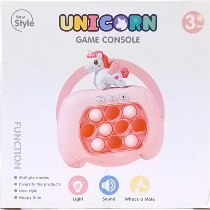 Joc Pop It electronic, interactiv, consola pentru copii si adulti, Antistres, Sunete si Lumini, Portabil, 4 Moduri, Multiplayer, Memorie, Score Mode, Squeeze Poppet, Antistres, unicorn alb [4]