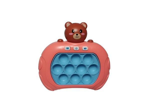 Joc Pop It electronic, interactiv, consola pentru copii si adulti, Antistres, Sunete si Lumini, Portabil, 4 Moduri, Multiplayer, Memorie, Score Mode, Squeeze Poppet, Antistres, ursulet roz [1]