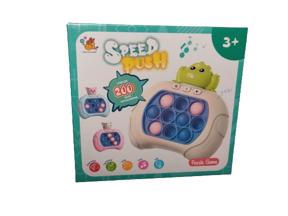 Joc Pop It electronic, interactiv, consola pentru copii si adulti, Antistres, Sunete si Lumini, Portabil, 4 Moduri, Multiplayer, Memorie, Score Mode, Squeeze Poppet, Antistres, Purcelus albastru [2]
