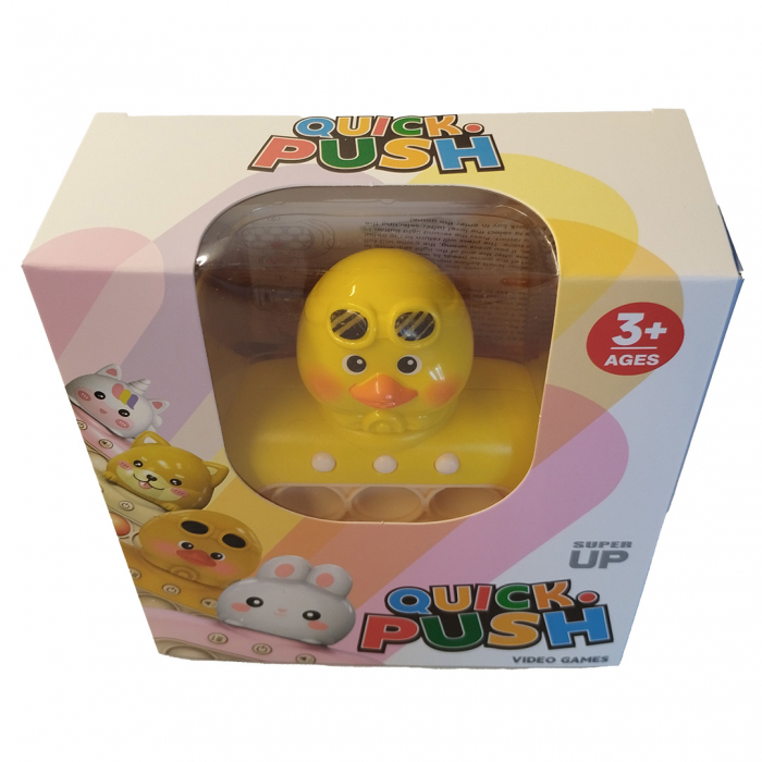 Joc Pop It electronic, interactiv, consola pentru copii si adulti, Antistres, Sunete si Lumini, Portabil, multe Niveluri, 4 Moduri, Multiplayer, Memorie, Score Mode, Squeeze Poppet, Antistres, Pui [5]