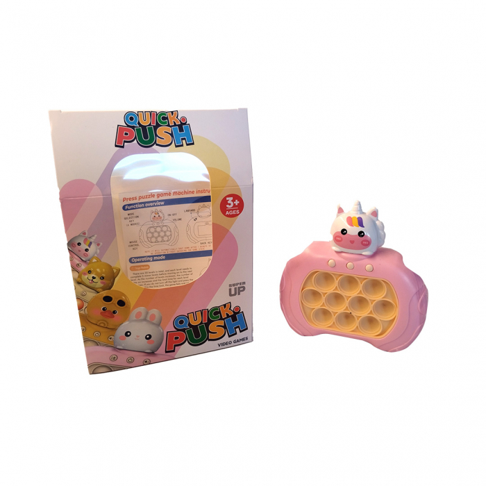 Joc Pop It electronic, interactiv, consola pentru copii si adulti, Antistres, Sunete si Lumini, Portabil, multe Niveluri, 4 Moduri, Multiplayer, Memorie, Score Mode, Squeeze Poppet, Antistres, Unicorn [6]