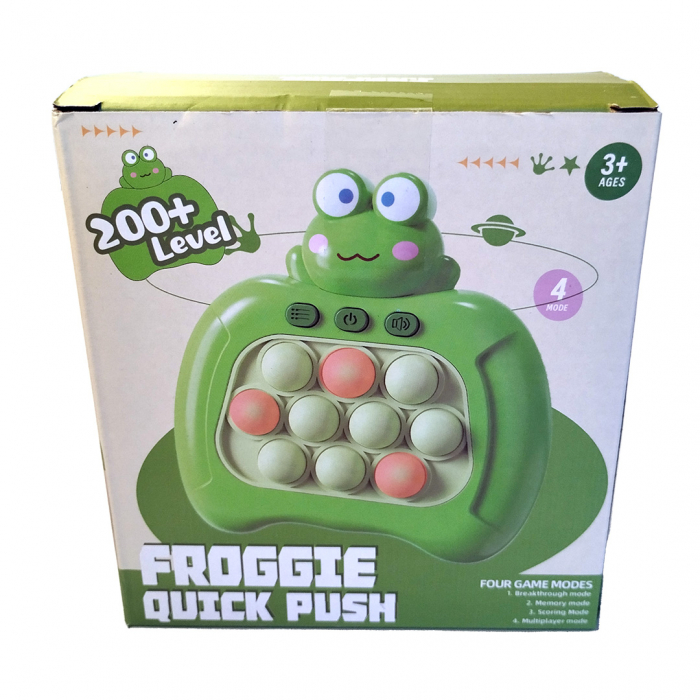 Joc Pop It electronic, interactiv, consola pentru copii si adulti, Antistres, Sunete si Lumini, Portabil, 200 Niveluri, 4 Moduri, Multiplayer, Memorie, Score Mode, Squeeze Poppet, Antistres, Broscuta [9]