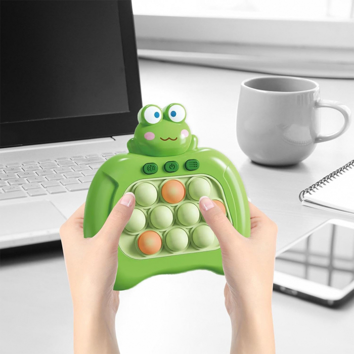 Joc Pop It electronic, interactiv, consola pentru copii si adulti, Antistres, Sunete si Lumini, Portabil, 200 Niveluri, 4 Moduri, Multiplayer, Memorie, Score Mode, Squeeze Poppet, Antistres, Broscuta [6]