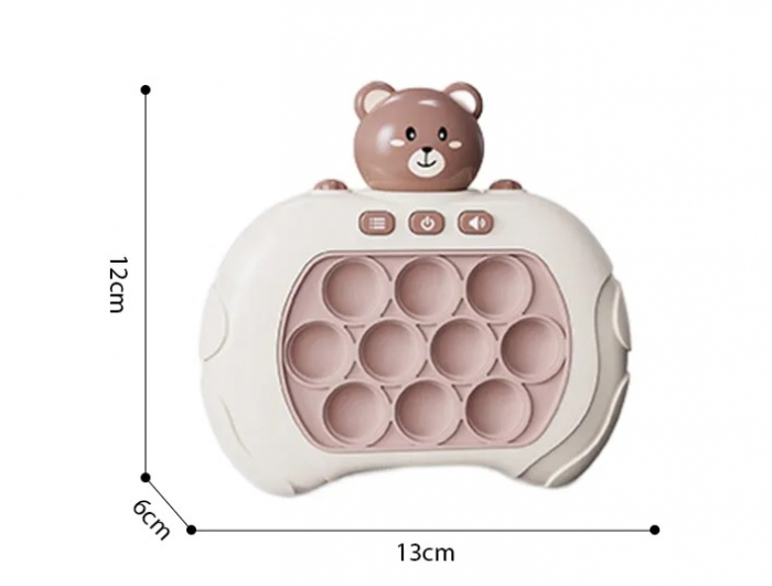 Joc Pop It electronic, interactiv, consola pentru copii si adulti, Antistres, Sunete si Lumini, Portabil, multe Niveluri, 4 Moduri, Multiplayer, Memorie, Score Mode, Squeeze Poppet, Antistres, Urs [2]