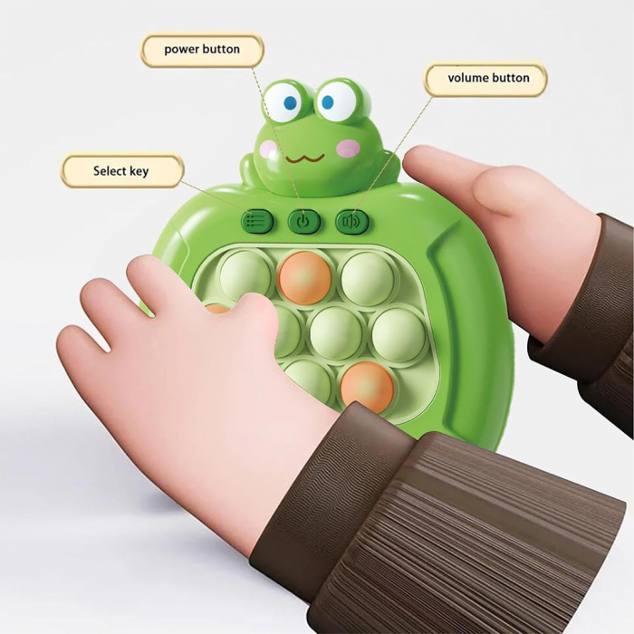 Joc Pop It electronic, interactiv, consola pentru copii si adulti, Antistres, Sunete si Lumini, Portabil, 200 Niveluri, 4 Moduri, Multiplayer, Memorie, Score Mode, Squeeze Poppet, Antistres, Broscuta [3]