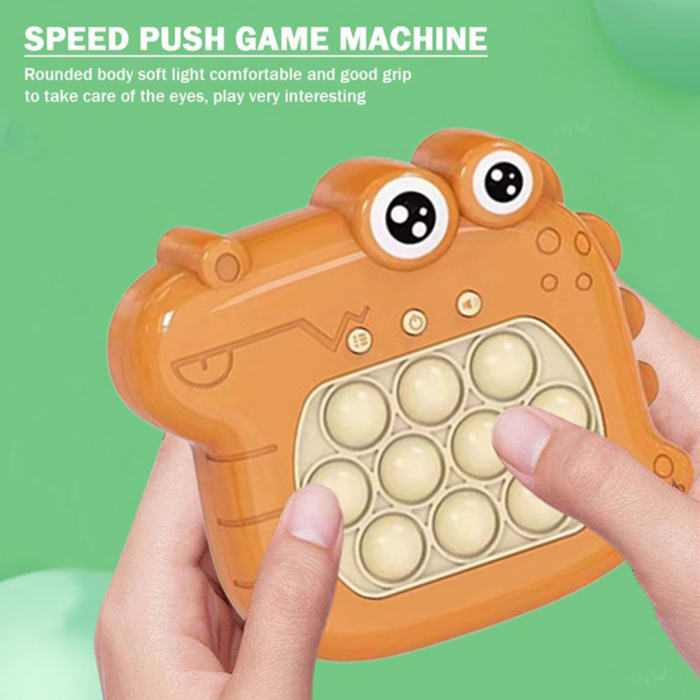 Joc Pop It electronic, interactiv, consola pentru copii si adulti, Antistres, Sunete si Lumini, Portabil, multe Niveluri, 4 Moduri, Multiplayer, Memorie, Score Mode, Squeeze Poppet, Antistres, Crocodi [2]