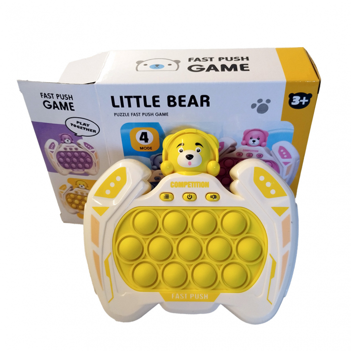 Joc Pop It electronic, interactiv, consola pentru copii si adulti, Antistres, Sunete si Lumini, Portabil, multe Niveluri, 4 Moduri, Multiplayer, Memorie, Score Mode, Squeeze Poppet, Antistres, Ursulet [2]