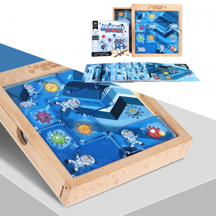 Joc puzzle Elimina Virusul, 3 grade de dificultate, 60 de planse, Joc pentru minte, Puzzle Montessori educativ pentru copii [6]