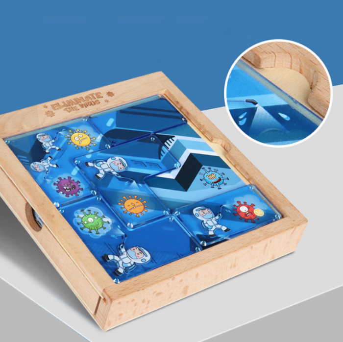 Joc puzzle Elimina Virusul, 3 grade de dificultate, 60 de planse, Joc pentru minte, Puzzle Montessori educativ pentru copii [4]