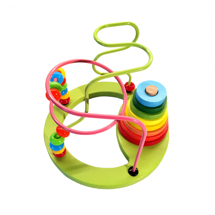 Jucarie de motricitate 2 in 1,  Labirint 3D cu margele si turn colorat, 3 ani + Edujucarii [1]