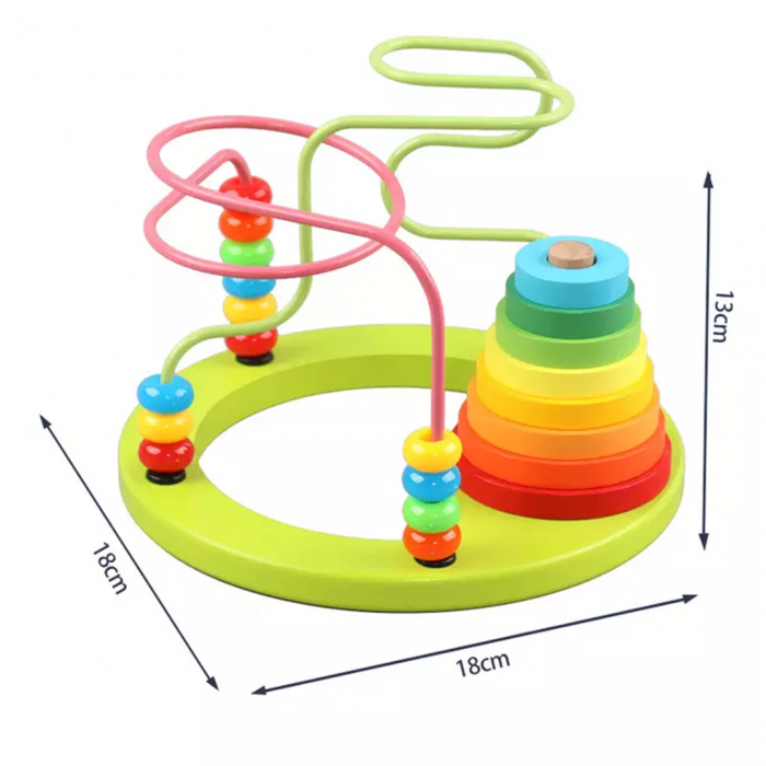 Jucarie de motricitate 2 in 1,  Labirint 3D cu margele si turn colorat, 3 ani + Edujucarii [3]