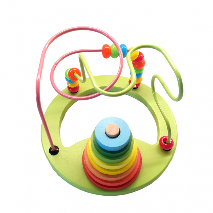 Jucarie de motricitate 2 in 1,  Labirint 3D cu margele si turn colorat, 3 ani + Edujucarii [2]