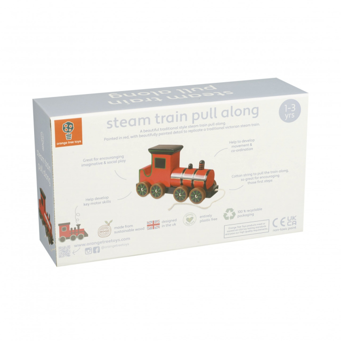 Jucarie de tras Locomotiva cu aburi, Orange Tree Toys [5]