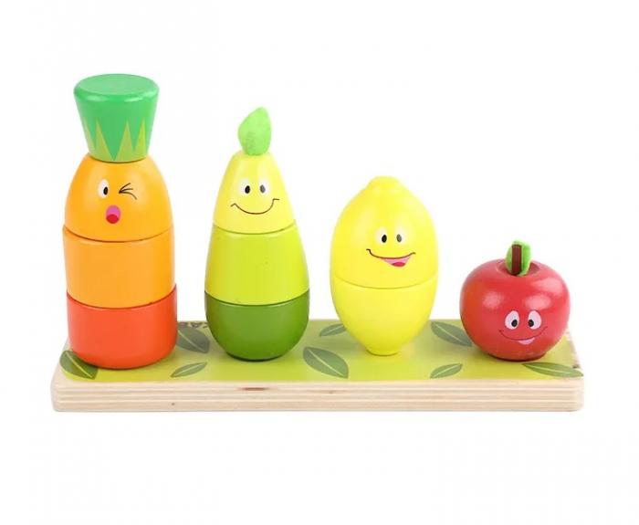 Jucarie din lemn, Stivuirea fructelor, 4 coloane, Montessori, + 3 ani, Edujucarii [2]